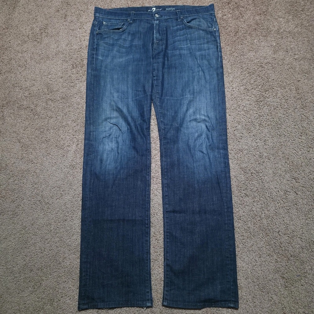 7 For All Mankind 'Austyn' Relaxed Straight Jeans Mens *FITS 40 x 34* Blue Denim
